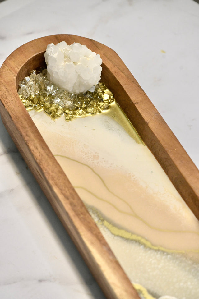 Champagne and gold geode tray