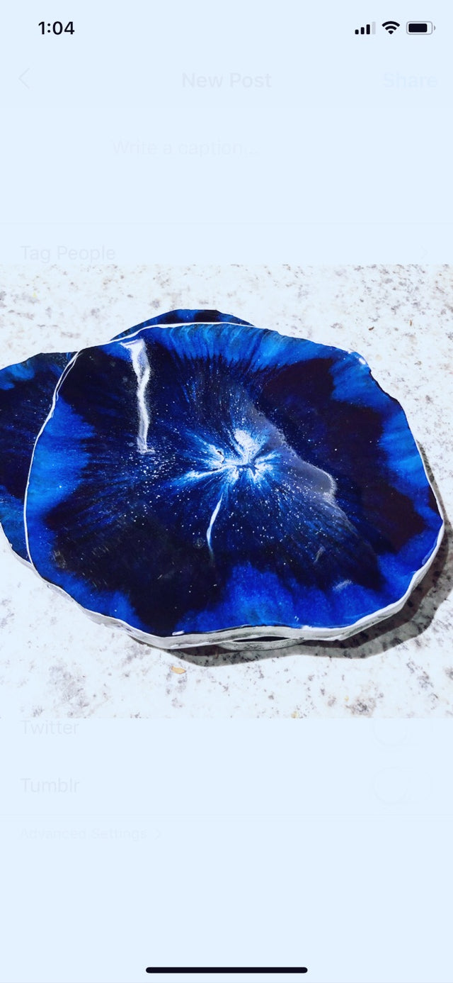 Navy blue and silver coasters