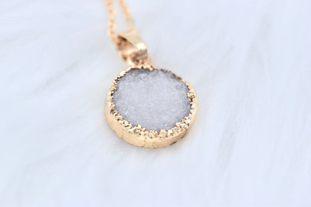Natural druzy crystal necklace