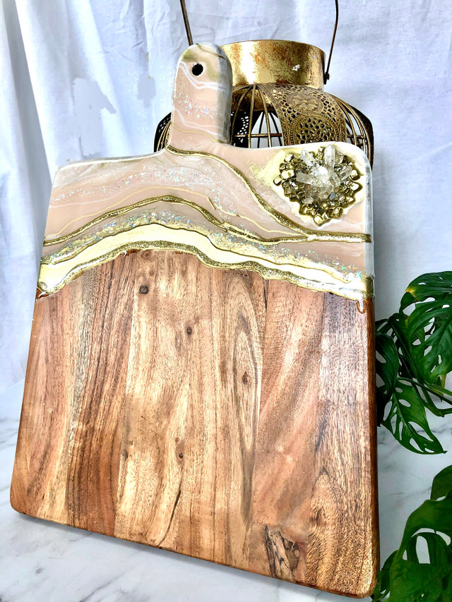 Large champagne and gold resin cheese board