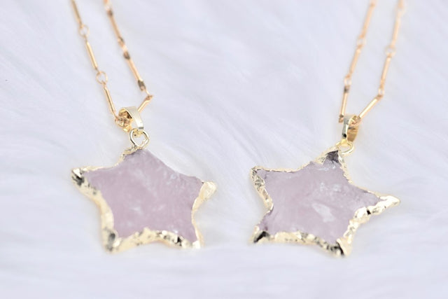 Rose quartz star pendant