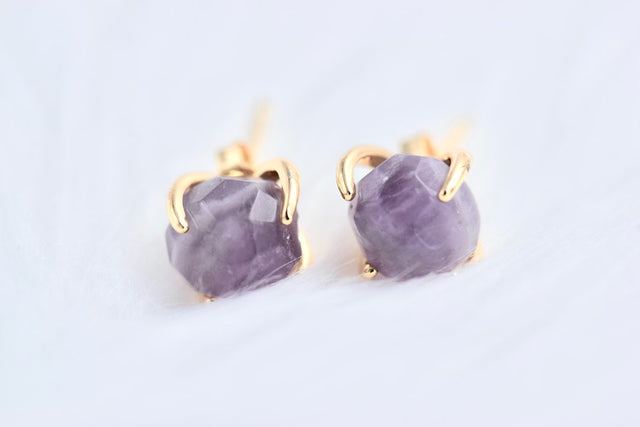 Amethyst stud earrings