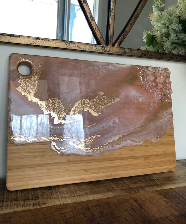 Rose gold and copper bamboo serving board