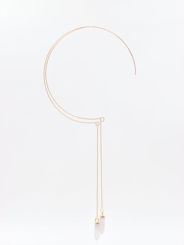 Rose quartz hoop earrings