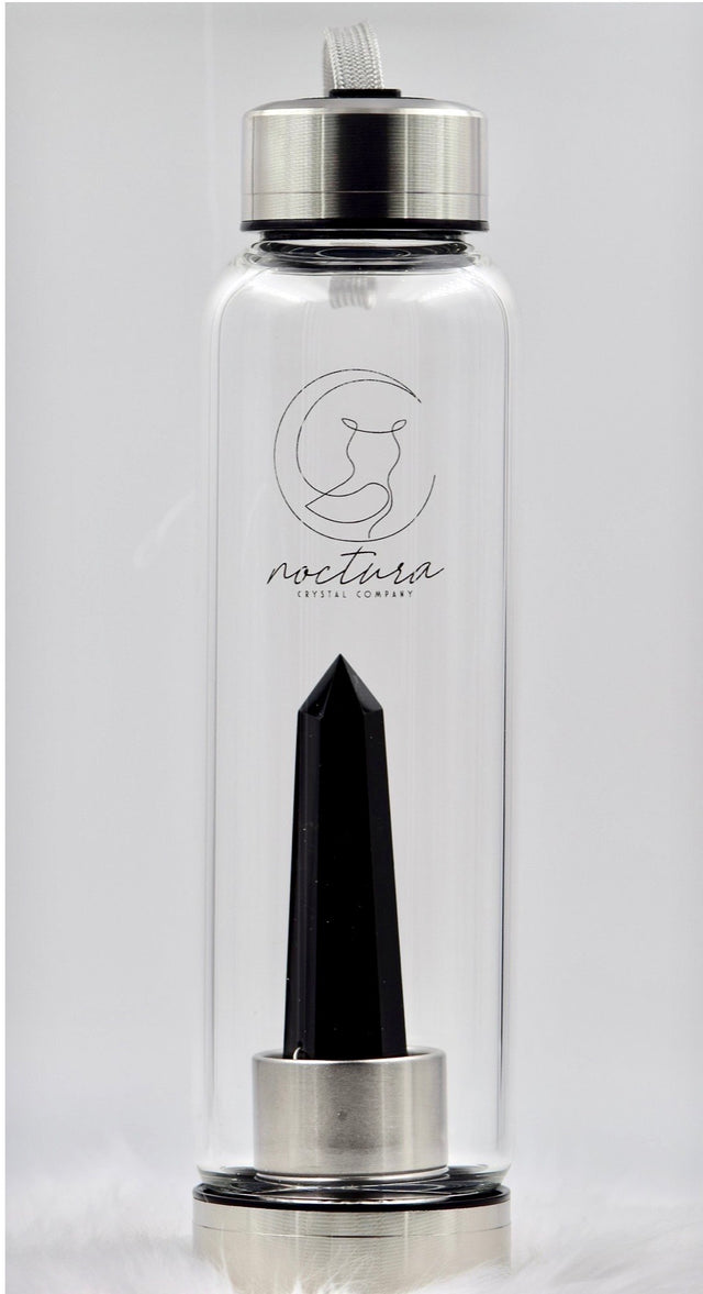 Obsidian crystal water bottle