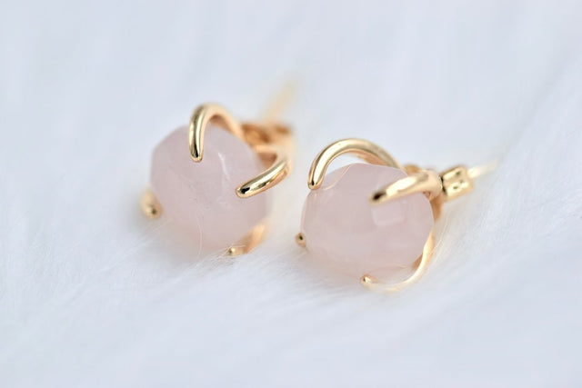 Rose quartz stud earrings