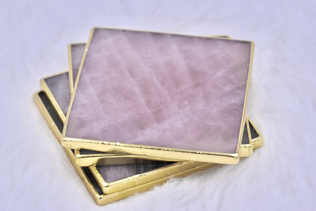 Rose quartz coasters