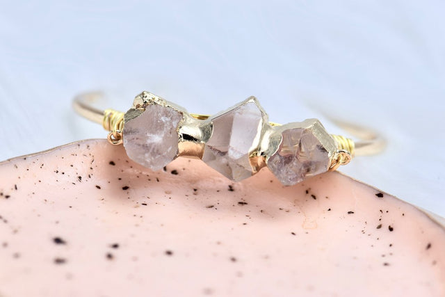 Rose quartz cuff bracelet