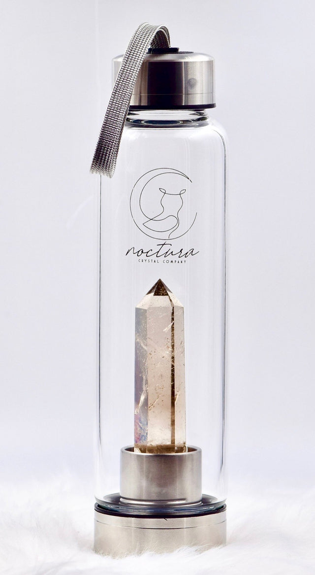 Smoky quartz crystal water bottle