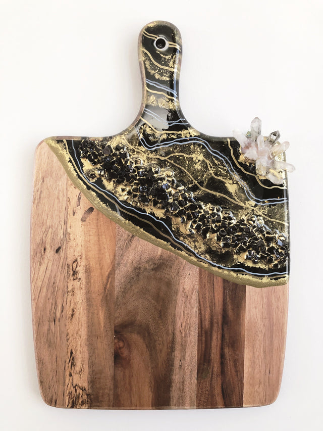 Black and gold onyx inspired cheese board