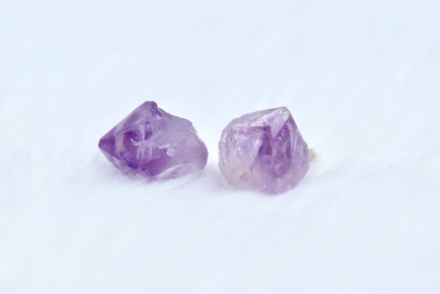 Raw amethyst stud earrings