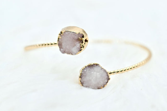 Natural druzy crystal bracelet