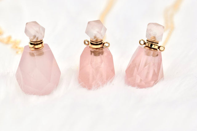 Rose quartz essential oil pendant