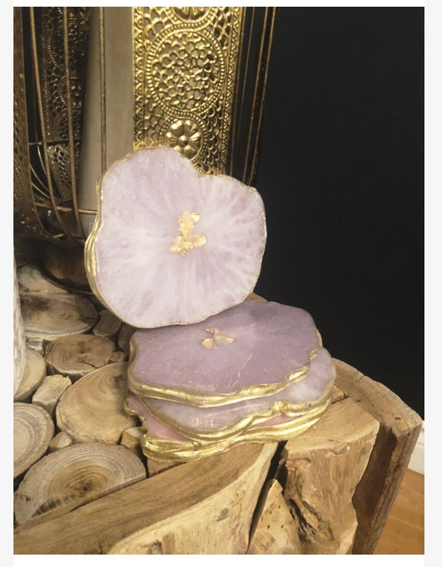 Lavender resin coaster set of 4