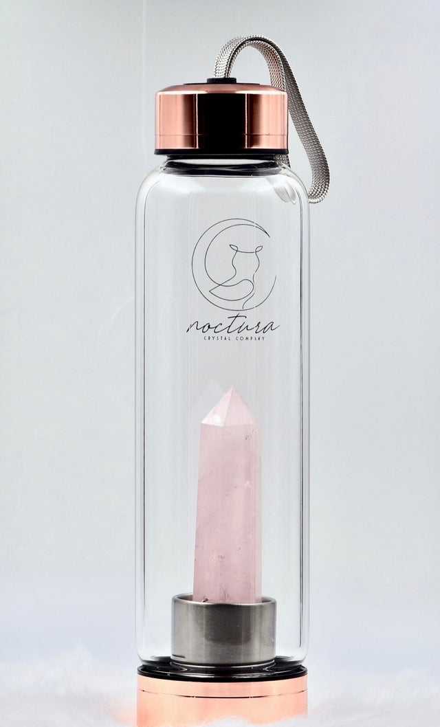Rose gold and rose quartz crystal water bottle