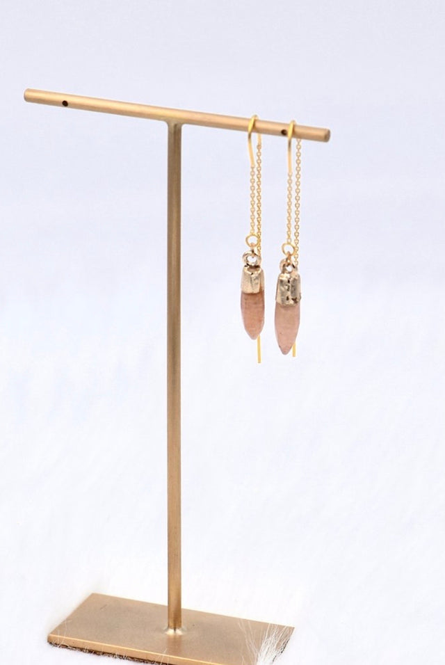 Pink chalcedony stringer earrings