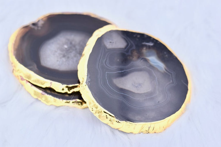 Black and gold agate coasters