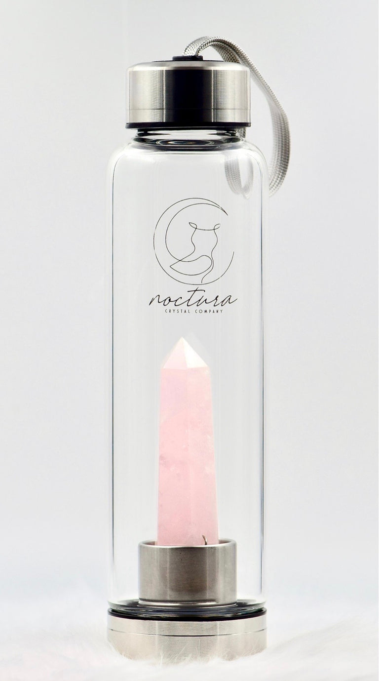 Rose quartz crystal water bottle