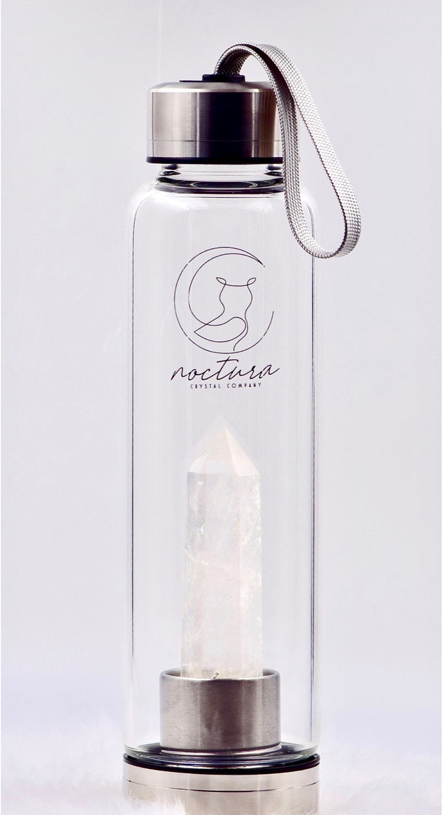 Clear quartz crystal water bottle