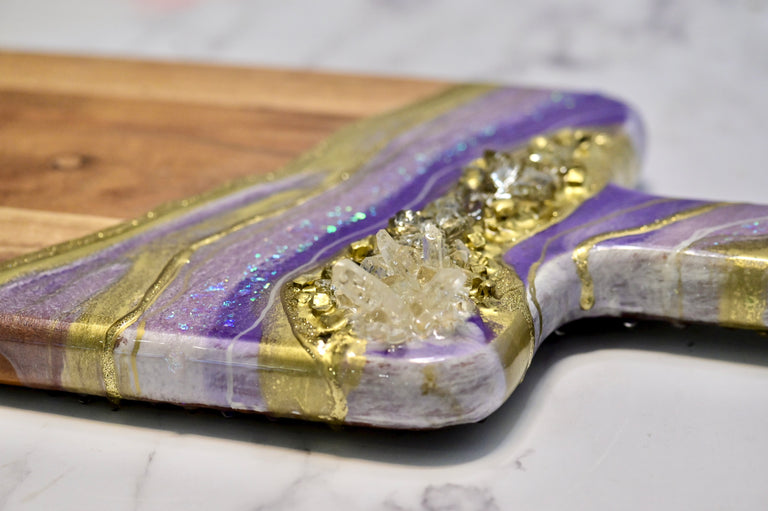 Purple geode cheese board