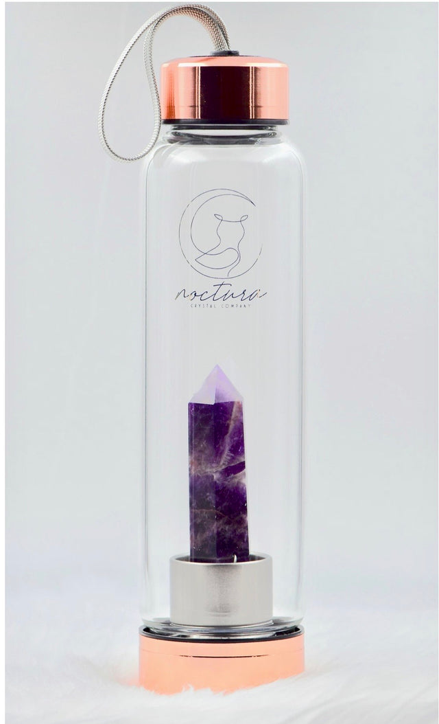 Rose gold and chevron amethyst water bottle