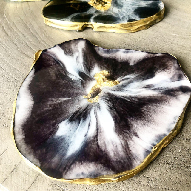 Violet coasters with gold leafing